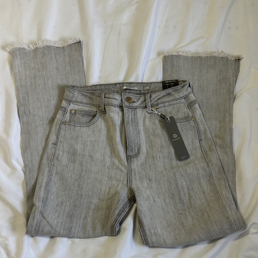 Tractr Light Gray Straight Leg Jeans